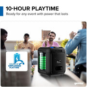 Gemini GGO-650L Portable Bluetooth Party Speaker, 100W, 6.5-Inch Woofer, Dynamic LED Lights, Wireless Mic, TWS Stereo, USB/SD/FM/Aux, 10-Hour Battery, Black