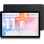 AEEZO A6H 11'' 10GB RAM 128GB ROM 2.4 GHz Processor Speed Android 14 5G/2.4G WiFi Tablet, Black