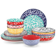 LOVECASA Ceramic Dinnerware Sets for 4, 16 Pieces Porcelain Lightweight Plates and Bowls Sets - Dishwasher Safe