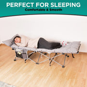 ZoneTech TA0013 Folding Camping Cot and Cot Pad Set for Outdoor Camping and Travel, Gray