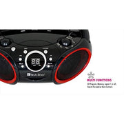 SINGING WOOD SBX030A-RD Portable CD Player AM FM Radio with Aux in, Foldable Carrying Handle (RED)