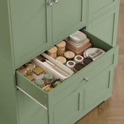 Homfa Kitchen Pantry Storage Cabinet, 68 in, 6 Door Freestanding Cupboard with Drawer and Door Shelf, Green, X1069101