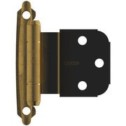 Amerock Cabinet Hinge, 2-3/4 in, Antique Brass Steel, Self-Closing, Inset, 2 Pack, BPR7628AE