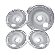 COZZIVITA GE WB31T10010/11 4-Pack Electric Stove Drip Pans, Stainless Steel, Thickened Anti-Bend & Rust-Resistant
