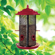 North States Crimson Extra-Large Twin Bird Feeder, Hanging Metal Feeder, 8.5 lb Capacity, Red, 1858