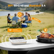 Inkbird WiFi Bluetooth Meat Thermometer, Dual-Mode Connectivity, 2 Size-Coded Probes, IP67 Waterproof, LCD Display, White