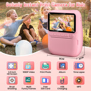 Gofunly Instant Print Camera for Kids, 14MP Photos, 1080P HD Video, Thermal Black and White Printing, Pink, Includes 32GB Card and Printing Paper