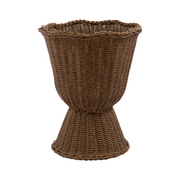 My Texas House 14 in Brown Woven Urn-Style Planter with Scalloped Rim and Transparent Inner Lining