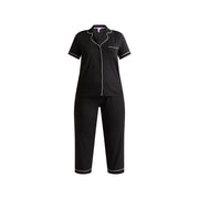 Joyspun Women's Dreamy Soft Collection Notch Collar Short Sleeve Knit Top & Pull-On Capri Pajama Set, Soft Lightweight Fabric, Sizes XS-3X