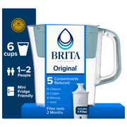 Brita 6 Cup Water Filter Pitcher, Stone Blue, BPA Free, Includes Standard Filter, 94939202