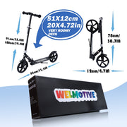 Welmotive Scooter for Teens & Adults, Lightweight Kick Scooter 3 Adjustable Heightand Rear Brake, Black
