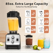 Aeitto WM-HS228D-Silver-01 85 Oz. Large Capacity, 1800W 2-in-1 Blender & Grinder Combo Blender, Silver