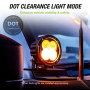 TYPE S Elevate 3.5 Inch Spot Beam Round Pod Light Set with Harness Kit, DOT/SAE J581 Approved, 4,360 Raw Lumens, Waterproof Die-Cast Aluminum, 2 Pack