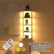 Bloddream Global Inc 5-Tier LED Wall Shelf, Vertical Floating Storage Tower with Remote-Controlled Lighting, White, 47.2 in