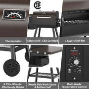 PARGRILL Wood Pellet Grill & Smoker, BBQ Grill with Auto Temperature Control, Bronze Black - 467 Sq In Cooking Area