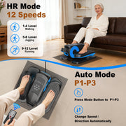Funslim Under Desk Elliptical Trainer, Quiet Portable Electric Seated Pedal Exerciser, 12 Adjustable Speeds, Digital Display, Remote Control, Blue, EB030