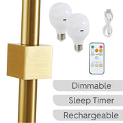 Better Homes & Gardens Indoor Convertible LED Sconce Table Lamp Set, Dimmable Warm White Light, Gold and White, 2-Pack, BHF528001798190
