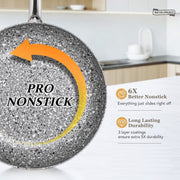 Michelangelo Stone Cookware Set, 10 Piece, Ultra Nonstick Granite Coating, Aluminum Pots and Pans, Oven Safe to 400F, Induction Compatible