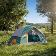 Edx 2-Person Waterproof Camping Tent with Rainfly, Easy Setup Dome, Mesh Windows & Skylights, Lightweight Portable Tent, Green