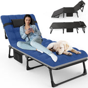 GVDV Portable Folding Camping Cot with Mattress, Multi-Position Adjustable Chaise Lounge, 29 in Wide, Heavy-Duty Steel Frame, Fold-Flat Design, 17148318755