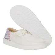 Heydude Wendy Funk Surf Baja Women's Slip On Shoes, Ivory Multi, Lightweight Loafers with Elastic Laces and Removable Foam Insole, 43156-1MV