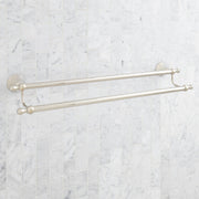 Signature Hardware Traditional Double Towel Bar, 26-3/4 in, Aged Brass Finish, Metal Construction, 955107