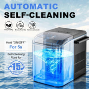 Gianna Countertop Ice Maker, Portable Bullet Ice Machine, 26 lb Daily Output, Dual Ice Cube Sizes, 2L Water Tank, Black, ZBJ-PP10A-BK-HJ