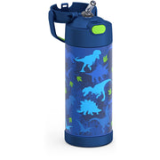 Thermos Kids Stainless Steel Funtainer Water Bottle with Straw, Leak-Proof, Dinosaur Design, 14 oz, F40524DN4