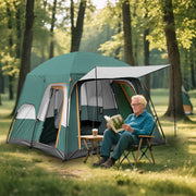 SHIBAILI SHIBAILI-746308-8654488 8 Person Family Camping Tent, Two-Bedroom Layout, Waterproof 210T Oxford Cloth, Superb Ventilation, Brown