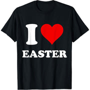 Fahuangge I Heart Easter T-Shirt, 100% Cotton, Black, 3XL