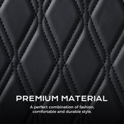 Coverado WM-57003 Car Seat Covers, Faux Leather with Carbon Fiber Accents, Diamond-Pattern Stitching, Universal Fit for 5 Seats, Black