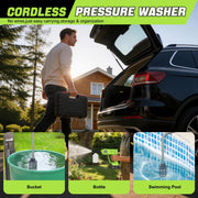 Boyun Daj Cordless Pressure Washer Handheld Portable Power Washer with 2 Batteries, 6-in-1 Nozzle, 17FT Hose, 1200 PSI