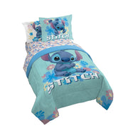 Lilo & Stitch Sweet Stitch 7 Piece Full Size Kids Comforter Set with Shams, Blue, 100% Brushed Microfiber Polyester