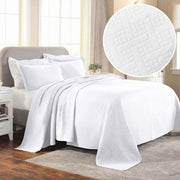 Home City Inc. Basketweave Cotton Matelass Bedspread and Sham Set, 100% Cotton Jacquard, White, King