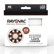 Rayovac Proline Advance Mercury-Free Hearing Aid Batteries, Size 312, 48 Count
