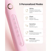 Fairywill FW-ET507Pink-420-8BH-US Ultrasonic Rechargeable Electric Toothbrush with 8 Duponts Brush Heads 5 Modes