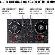 Numark Party Mix II DJ Mixer Controller Set With 2 Decks and Party Lights