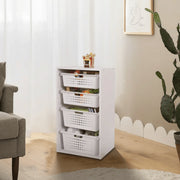 Your Zone YZ54100111691WT Kids Sliding Bin Organizer with 4 Storage Bins, White
