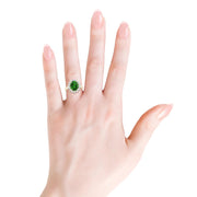 Zuwelria 5.95 Ct Oval Cut Green Emerald Gemstone Diamond Ring for Women, 18K Yellow Gold Plated Sterling Silver, Size 7