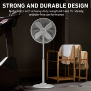 Holmes 16 Inch Oscillating Pedestal Fan, 3-Speed, Adjustable Height and Tilt, Brushed Chrome, 14545
