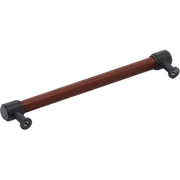 Signature Hardware Lazzara Leather Bar Cabinet Pull, Brown Genuine Leather, Golden Champagne Zinc, 7-9/16 Inch Center to Center, 954066-7916