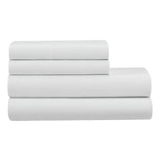 Hotel Style HS8428029490-01 4-Piece White Lyocell & Linen Blend Percale Bed Sheet Set, Full