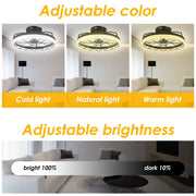 Jinyi 20in Small Caged Ceiling Fan with LED Light, Remote and App Control, Flush Mount Low Profile, 5 Enclosed Blades, 6 Wind Speeds