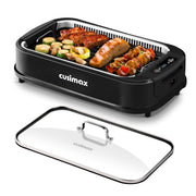 Cusimax Portable Smokeless Indoor Electric Grill, 1500W Korean BBQ Grill with LED Touch Display, Tempered Glass Lid, Nonstick Removable Plates, Black, CMRG-200-SHUANGPAN