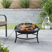 Mainstays MSF330000355571 26'' Round Iron Outdoor Wood Burning Fire Pit, Black