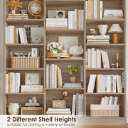 Homfa Triple Row 6-Tier Bookshelf, 74 in Tall, 17 Open Display Shelves, Large Bookcase, Light Oak
