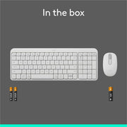 Logitech MK250 Bluetooth Wireless Keyboard and Mouse Combo, Compact Full-Size Keyboard with Numpad, Ambidextrous Mouse, Spill-Resistant Design, Off-White