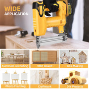 Funnywhale MoocuLynnx 18 Gauge Cordless Brad Nailer and Narrow Crown Stapler, 2-in-1, Compatible with 20V Max Batteries, Includes 1000 Nails and 1000 Staples, Yellow