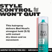 TIGI Bed Head Hard Head Hairspray, Extra Strong Hold, Instant Dry, Natural Shine, Apple Fragrance, 11.7 oz, Pack of 6