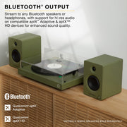 Victrola Wave Bluetooth Turntable with Auracast Broadcast, Audio-Technica AT-VM95E Cartridge, Green, VPT-1520-GRN